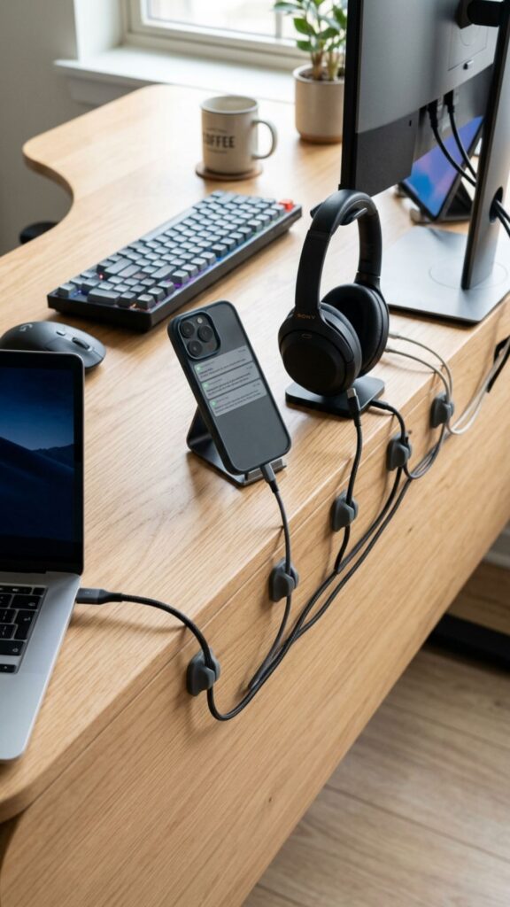 4. Attach Cable Clips Along the Desk