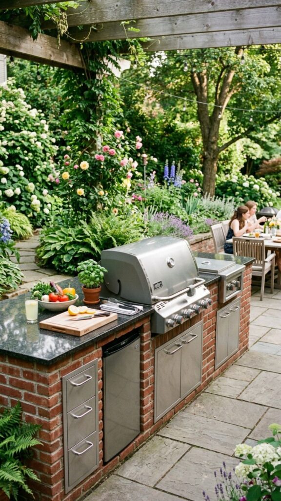 4. Brick-Built Permanent Grill Island