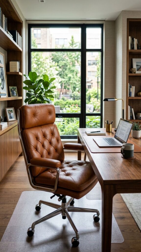 4. Bring in a Leather Office Chair