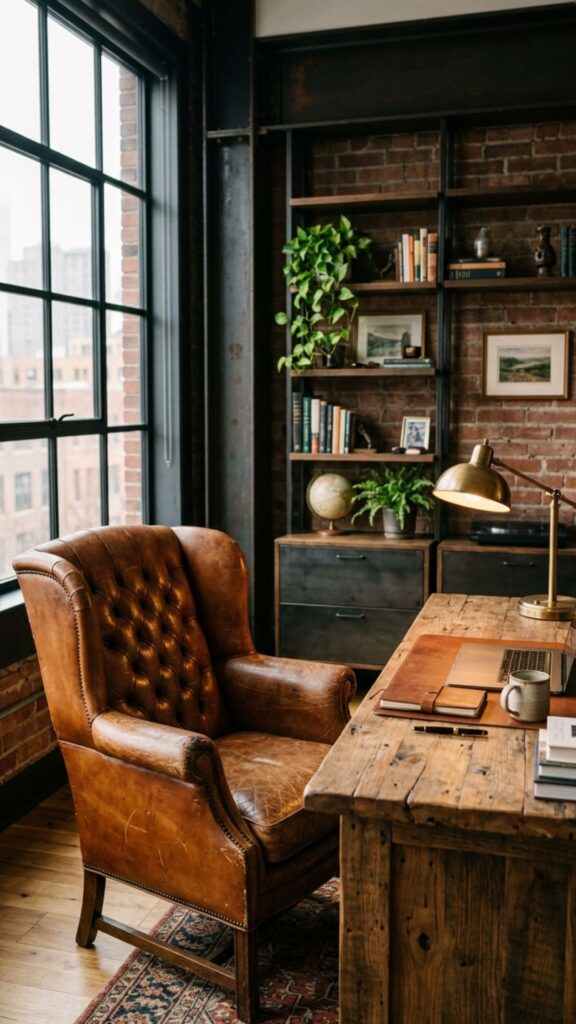 4. Bring in a Vintage Leather Chair