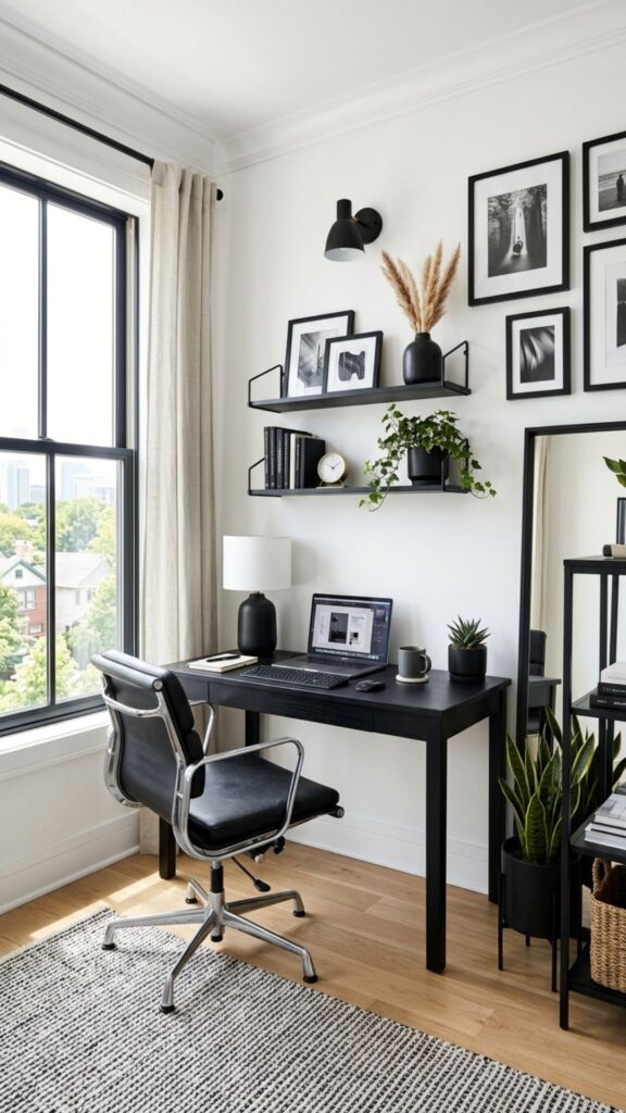 4. Choose White Walls with Black Decorative Elements