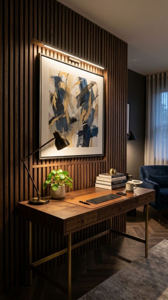 4. Create a Statement Wall Behind the Desk