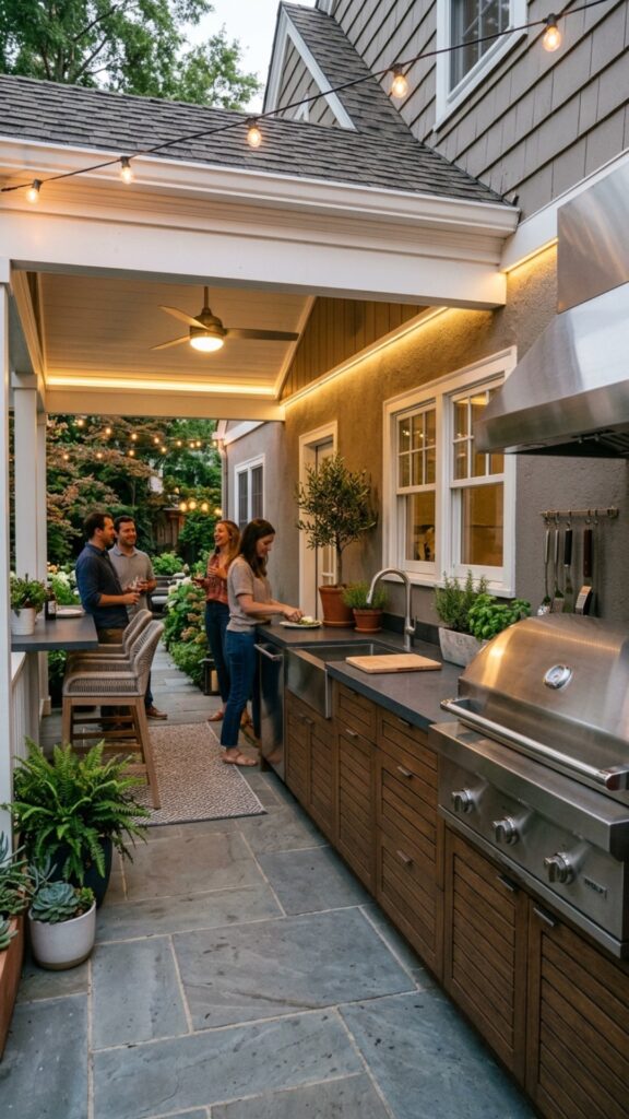 4. Create an Outdoor Kitchen Against the House