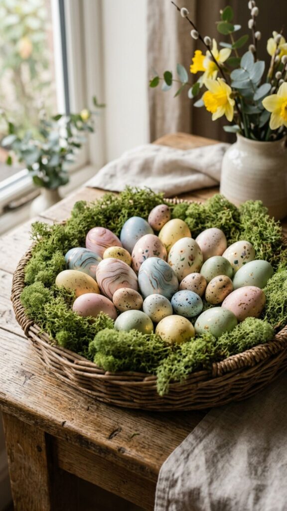 4. Display a Basket of Faux Eggs