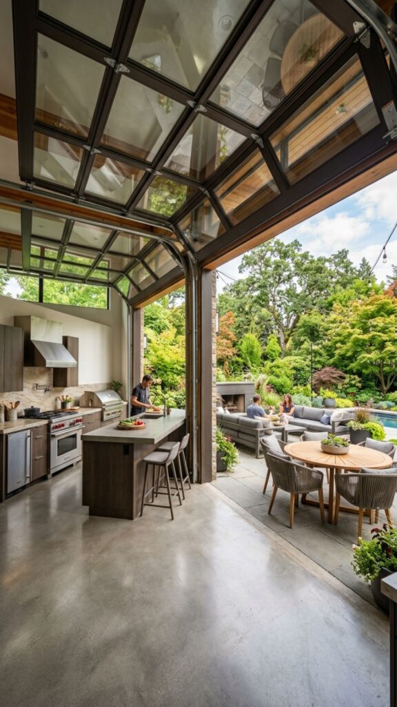 4. Glass Garage Door Kitchen Wall
