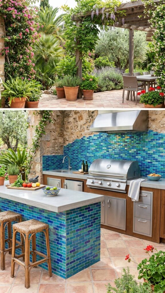 4. Glass Tile for a Bold Splash of Color