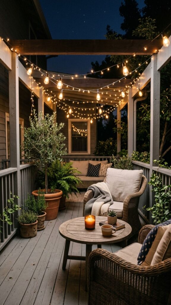 4. Hang String Lights for Evening Charm