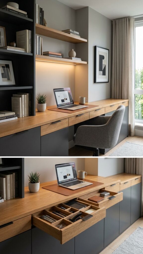 4. Include Custom Cabinets Below the Desk