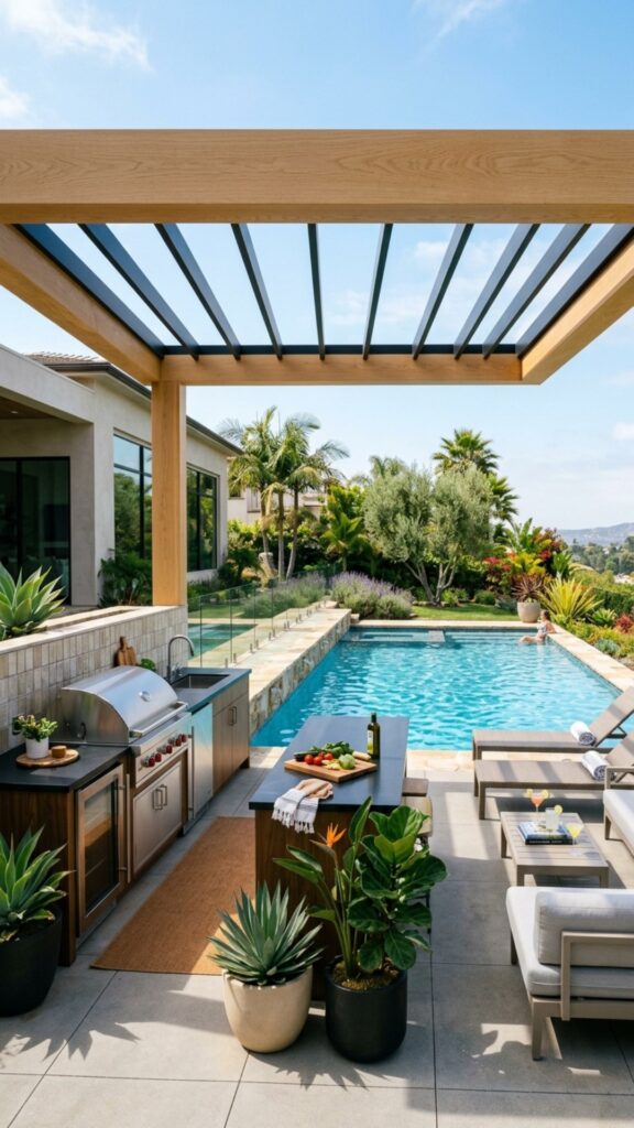 4. Install a Pergola Over the Kitchen
