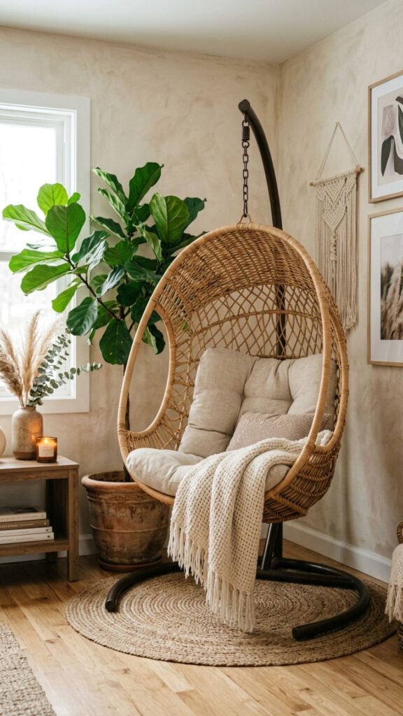 4. Layer Textures With a Rattan Egg Chair