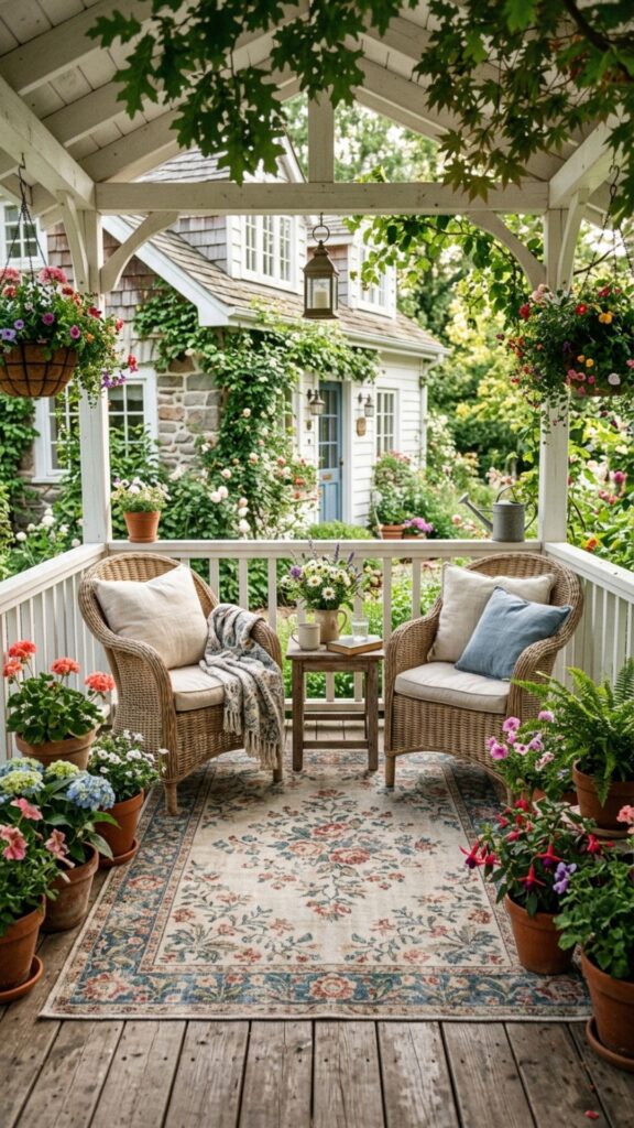 4. Layer a Cozy Outdoor Rug