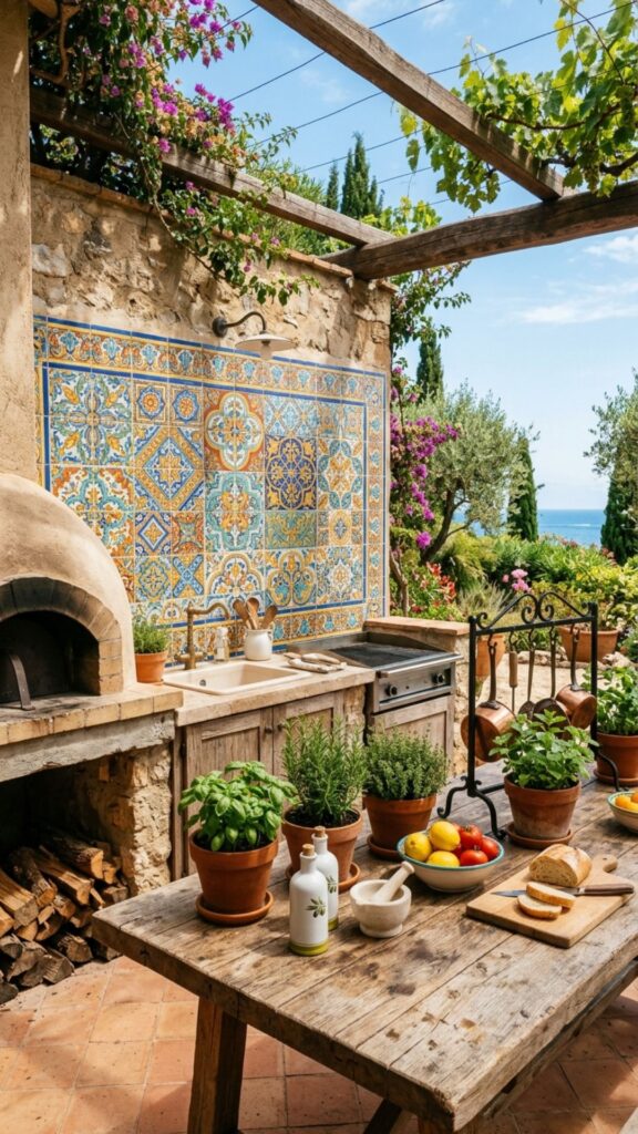 4. Mediterranean Tiled Backsplash Feature