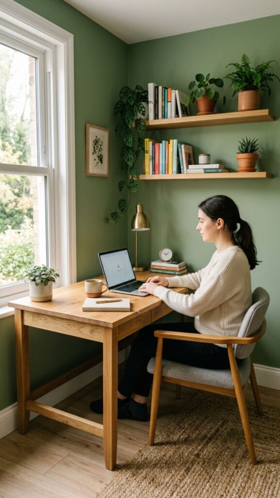 4. Pair Green With Natural Wood