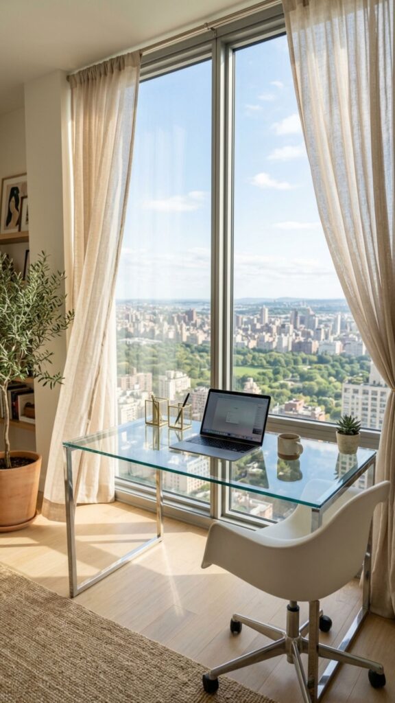 4. Place Your Glass Desk in Front of a Large Window