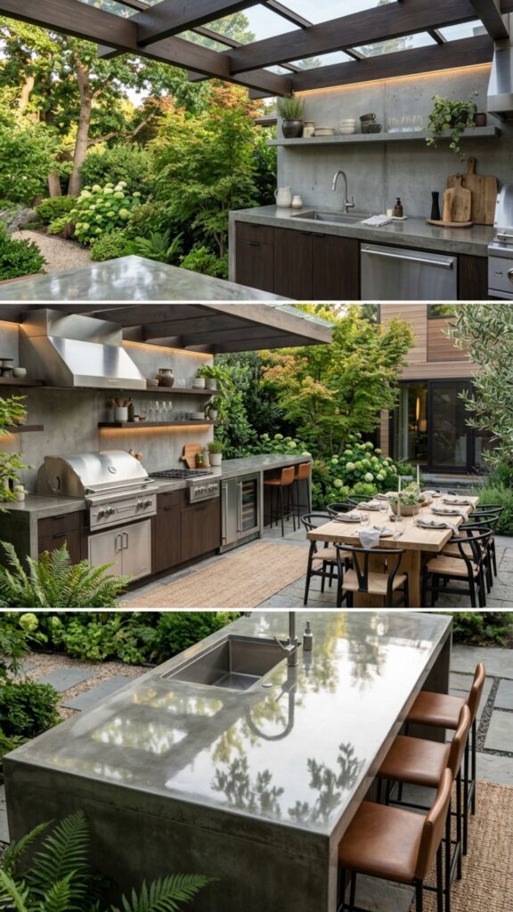 4. Polished Concrete Countertops with a Glossy Finish