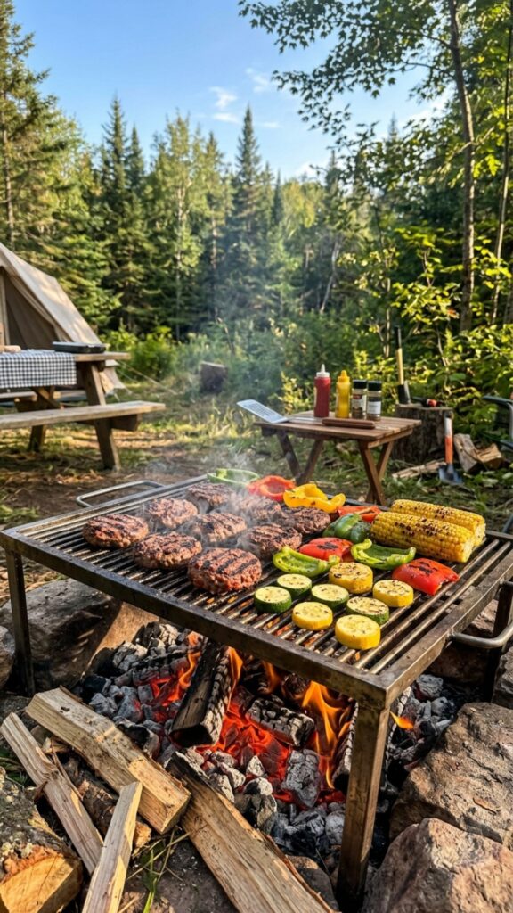 4. Portable Grill Grate Over a Fire Pit