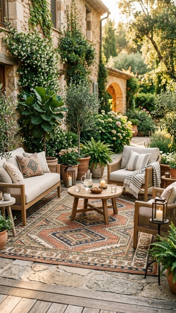 4. Roll Out an Outdoor Rug