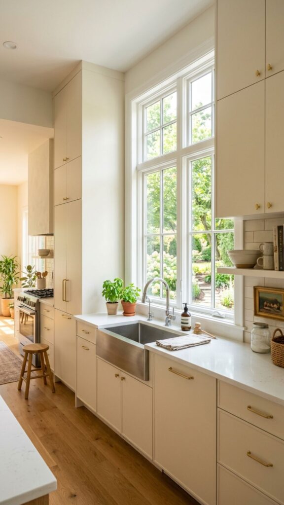4. Tall Cabinets Around the Sink Window