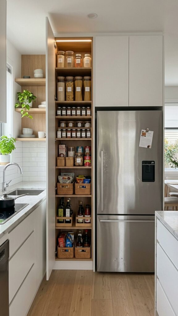 4. Tall Pantry Cabinet Next to the Fridge