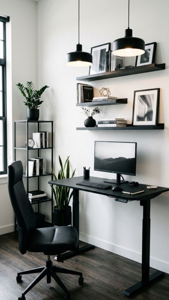 4. Try a Black-and-White Home Office