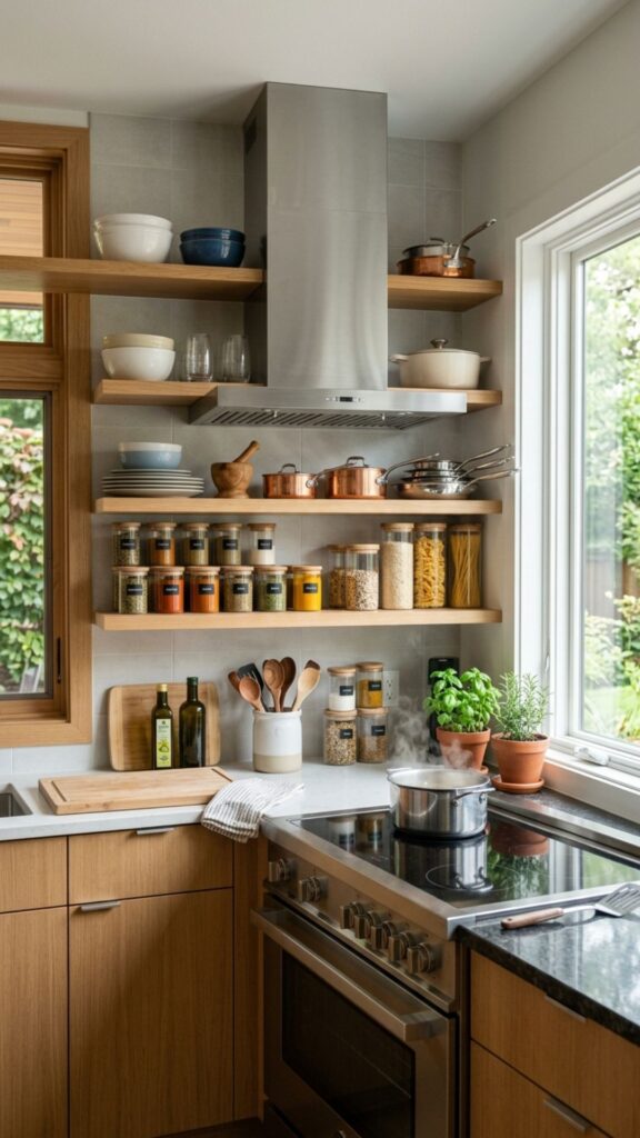 4. Use Open Shelves for Frequently Used Items