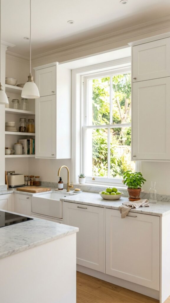 4. Use White Cabinets for a Bright Window Area