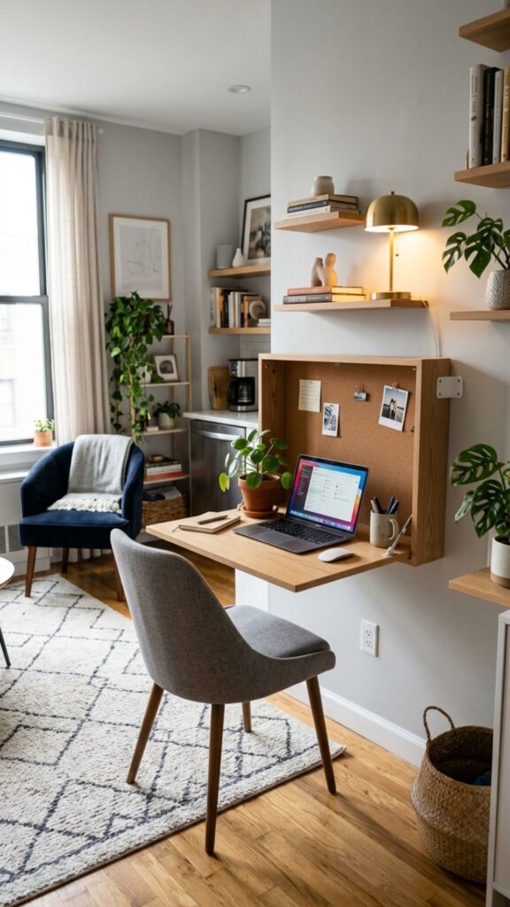 4. Use a Fold-Down Wall Desk