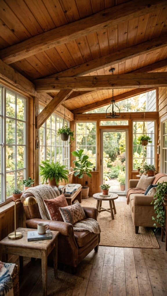 4. Warm Wood Ceiling and Beams