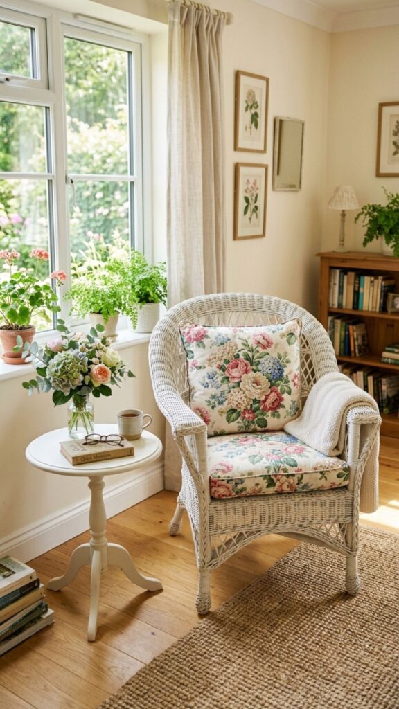 5. Add a White Wicker Chair or Bench