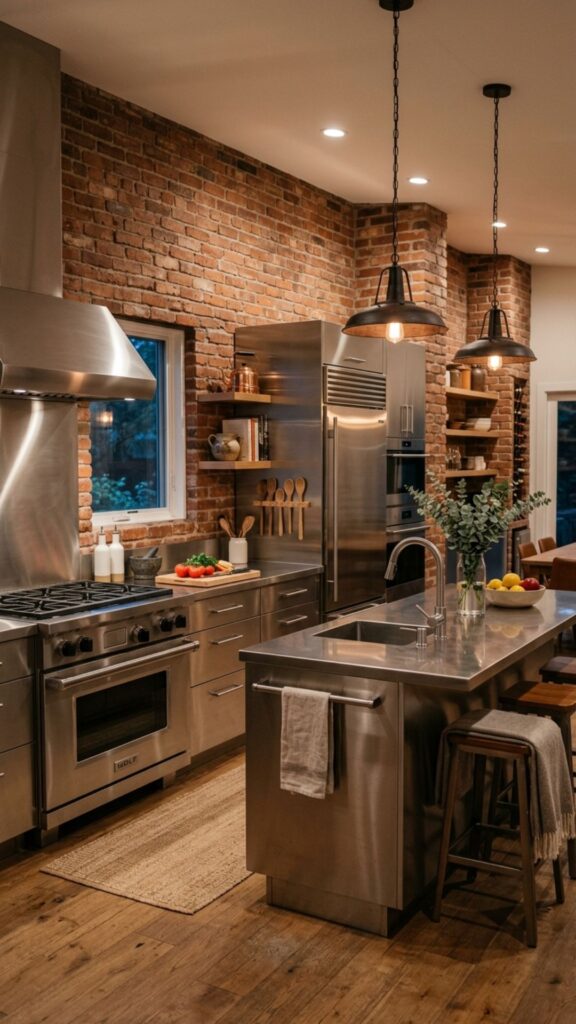 5. Brick and Stainless Steel Combo