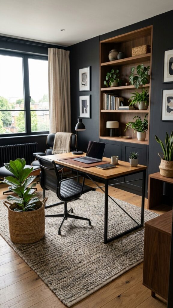 5. Combine Black Elements With Natural Textures
