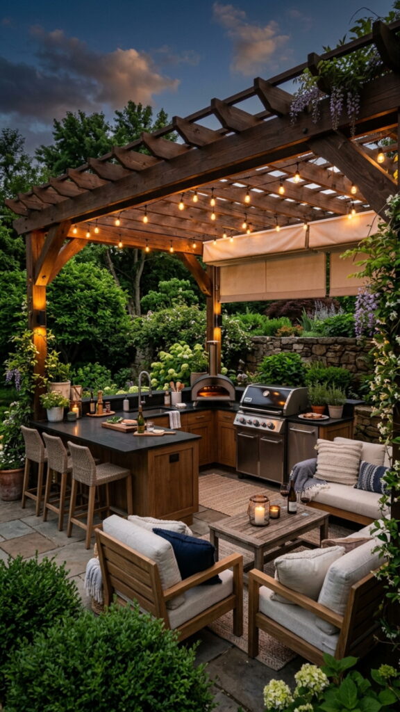 5. Create a Covered Pergola Kitchen