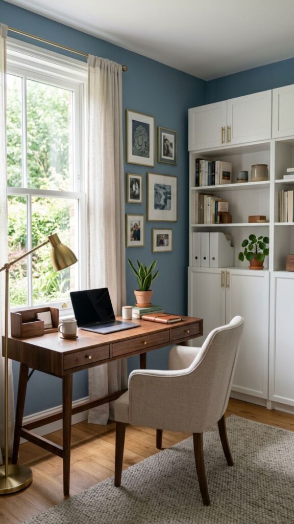 5. Dusty Blue for a Peaceful Work Environment