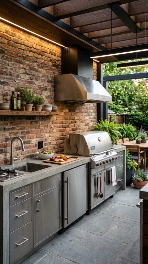 5. Exposed Brick Backsplash for Texture and Depth