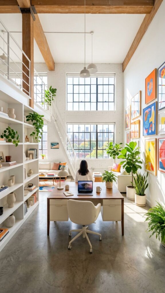 5. Go for an All-White Loft Office
