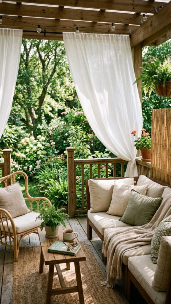 5. Hang Outdoor Curtains for Flexible Shade