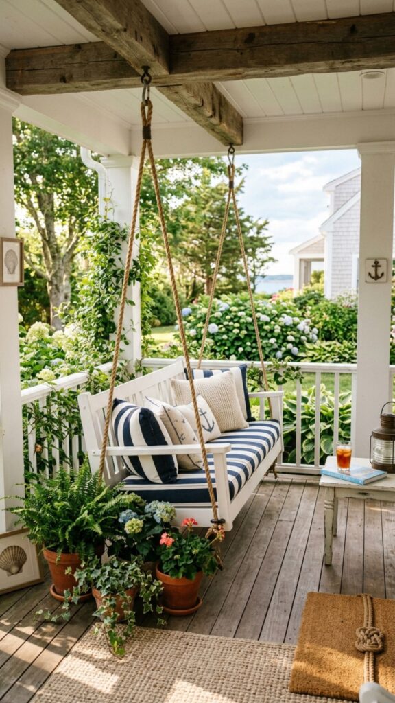 5. Hang a Porch Swing for Easy Charm