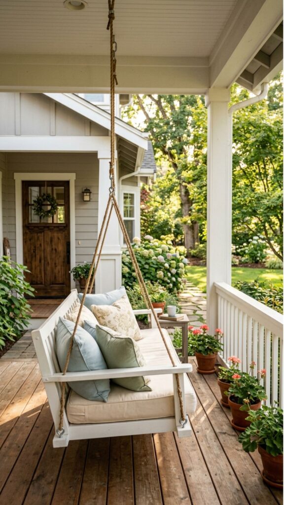 5. Hang a Porch Swing on the Open Side