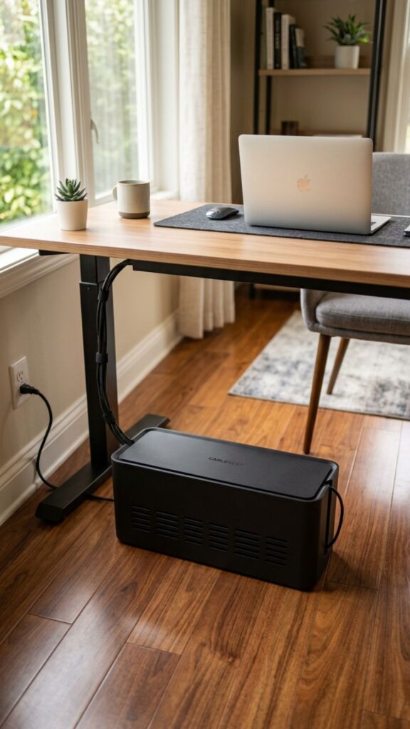 5. Hide Cords Inside a Cable Management Box