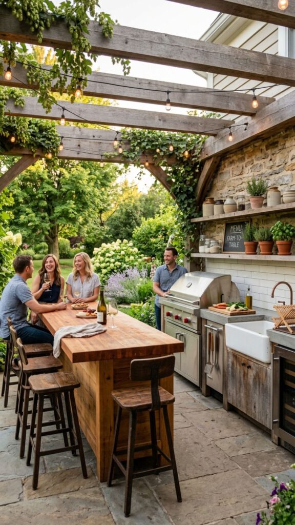 5. Mix Butcher Block and Concrete Countertops
