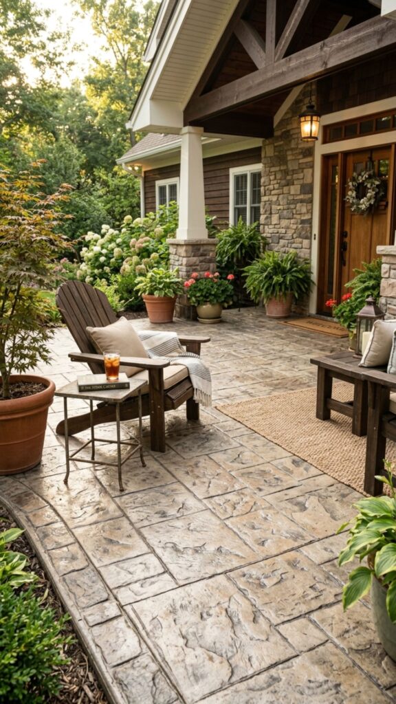 5. Stamped Concrete That Mimics Stone