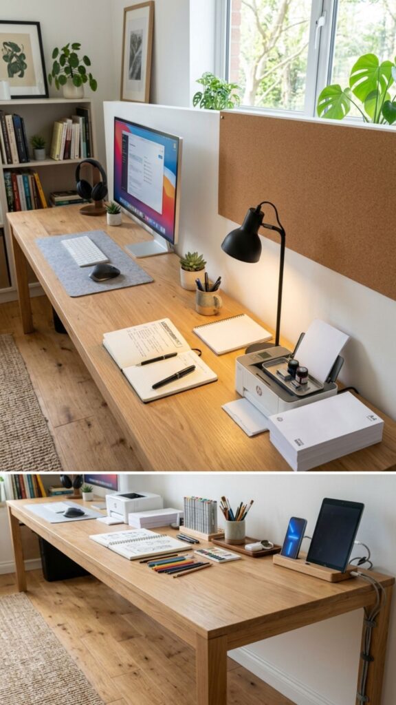 5. Turn a Long Desk Into Separate Work Zones