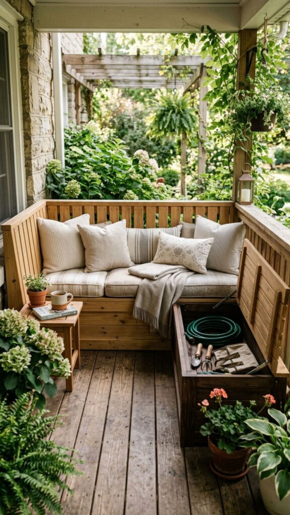 5. Use a Corner Bench with Hidden Storage