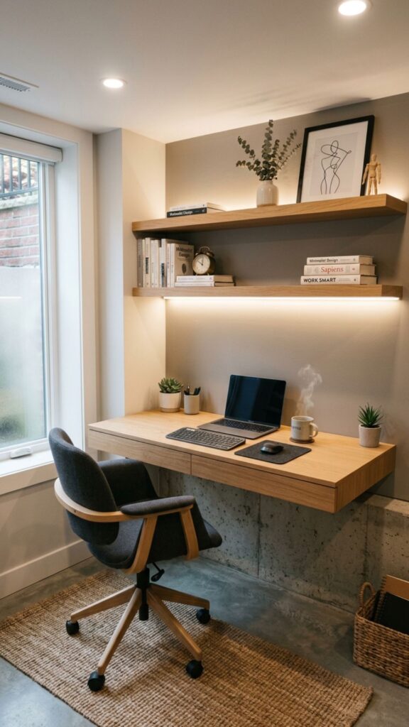 5. Use a Floating Desk in a Small Basement