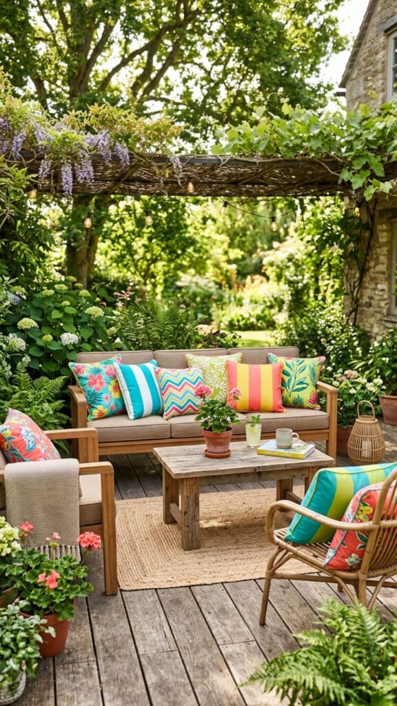6. Add Colorful Throw Pillows