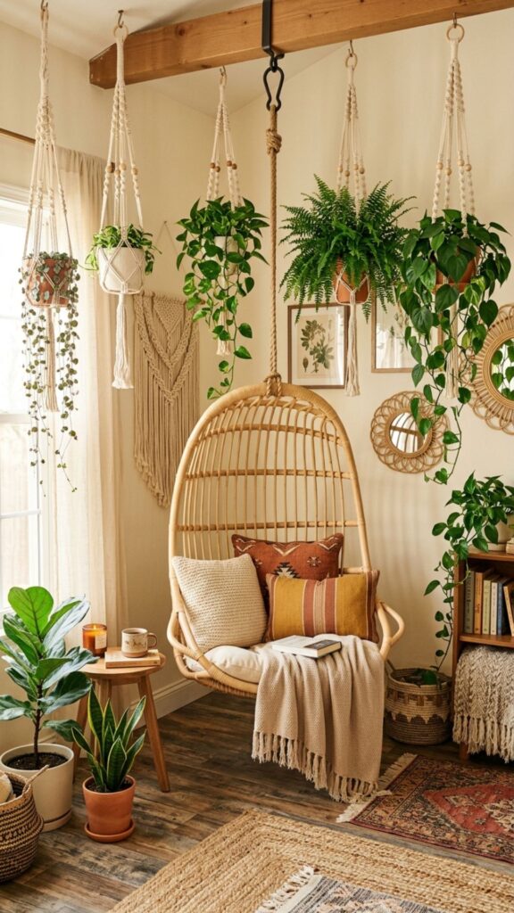 6. Add a Boho Vibe With Macramé and Plants