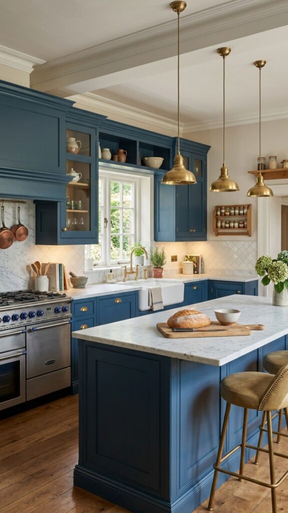6. Blue Shaker Cabinets For Classic Elegance