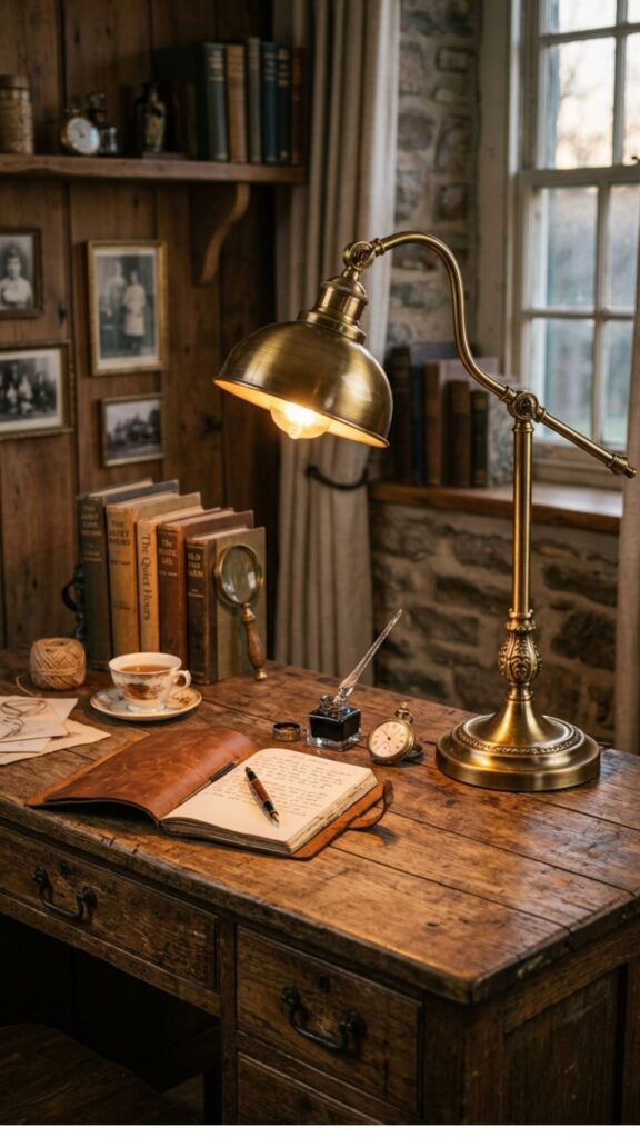 6. Bring in a Vintage-Inspired Desk Lamp