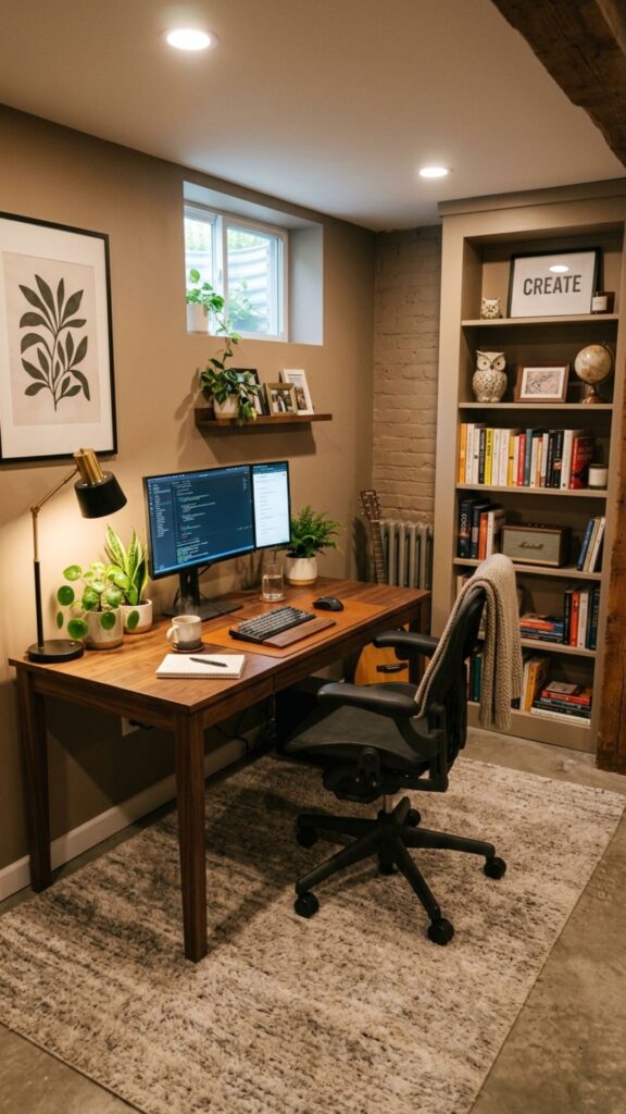 6. Build a Cozy Basement Workspace