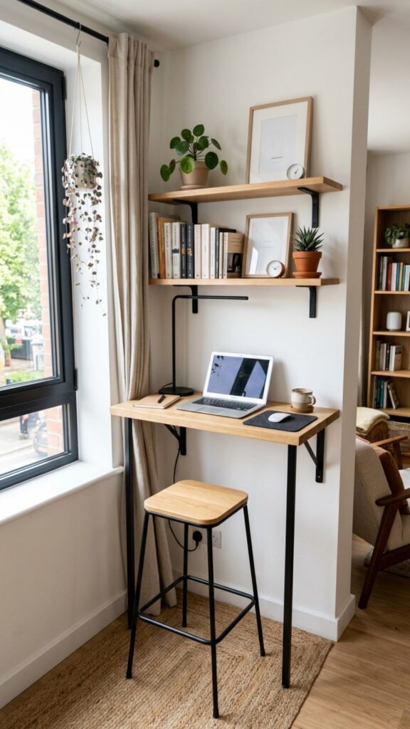 6. Build a High Desk Into a Small Corner